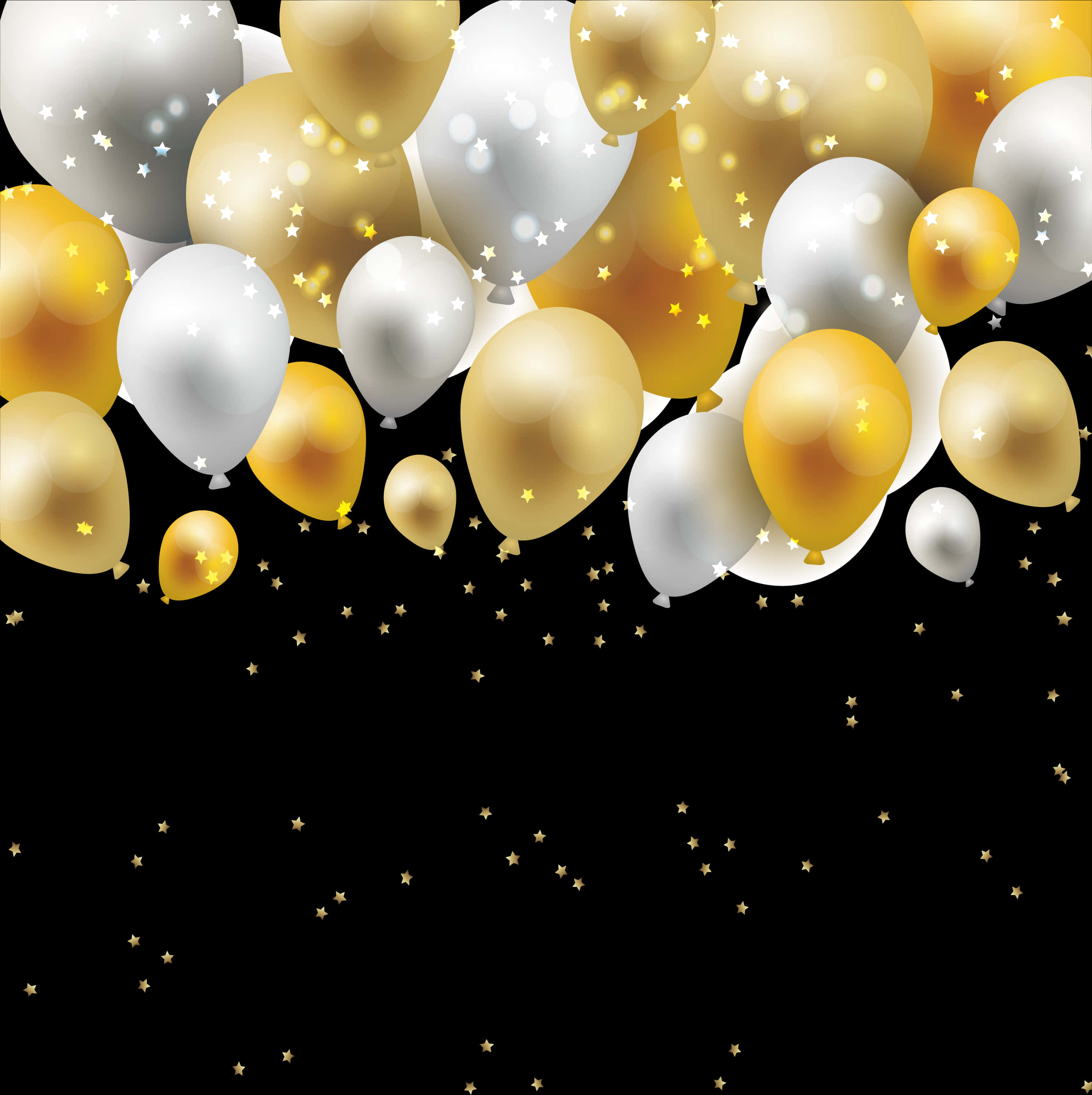 Golden Celebration Balloons PNG image