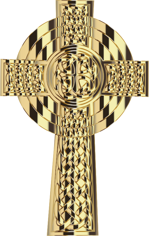 Golden Celtic Cross Design PNG image