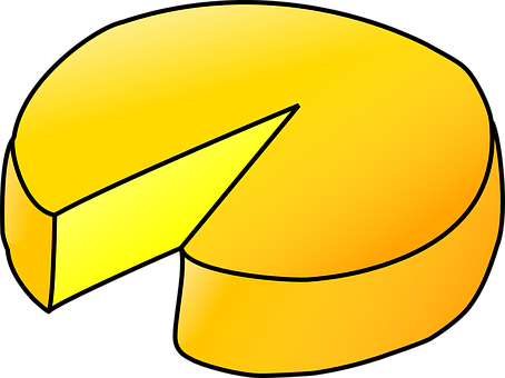 Golden Cheese Wheel Cut Slice PNG image