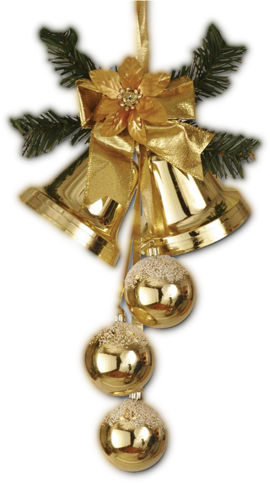 Golden Christmas Bells Ornament PNG image