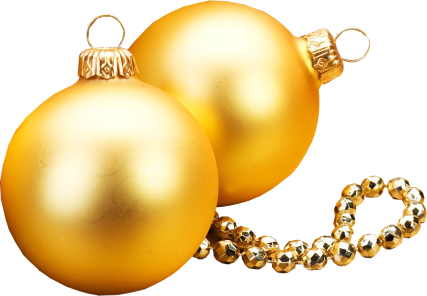 Golden Christmas Ornamentsand Beads PNG image