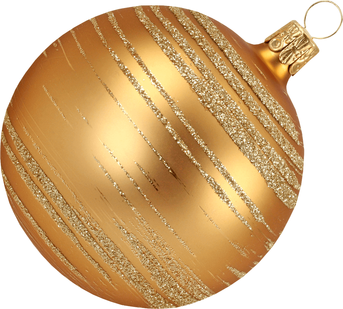Golden Christmas Ornamentwith Glitter Stripes PNG image