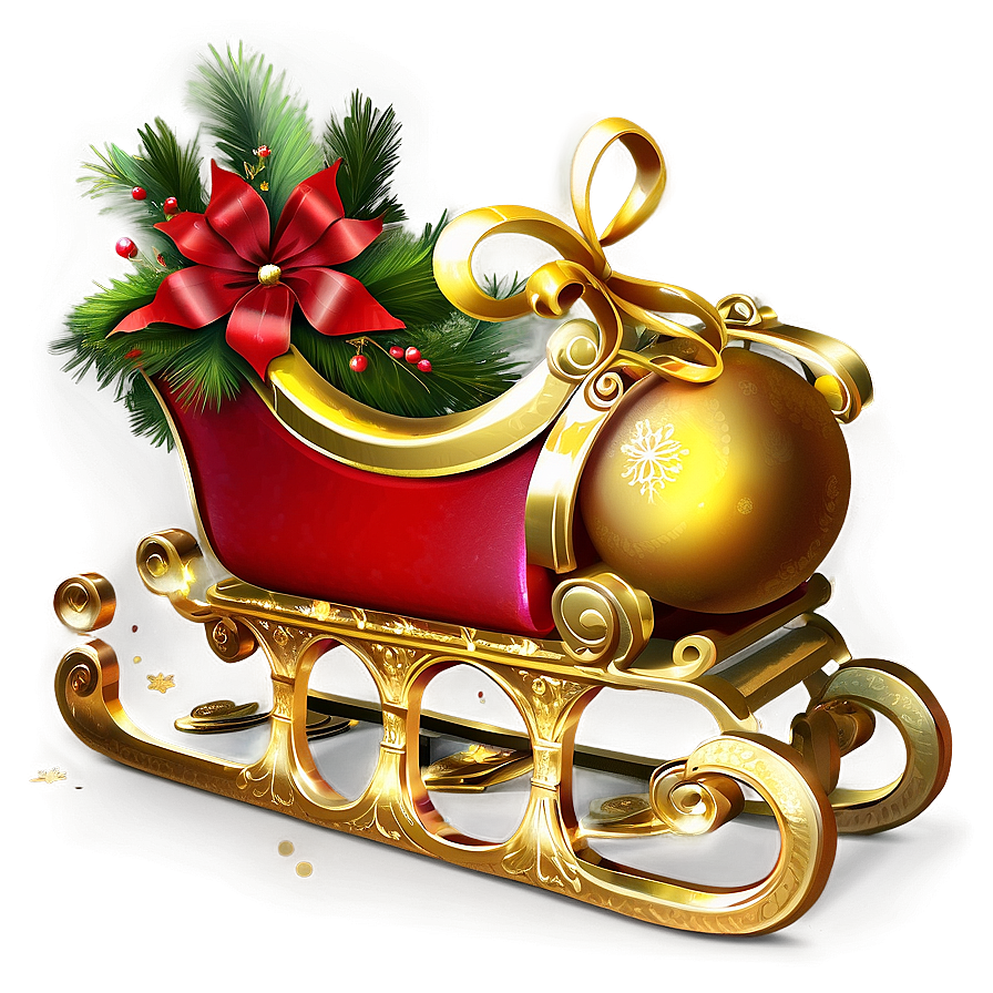 Golden Christmas Sleigh Png 06292024 PNG image