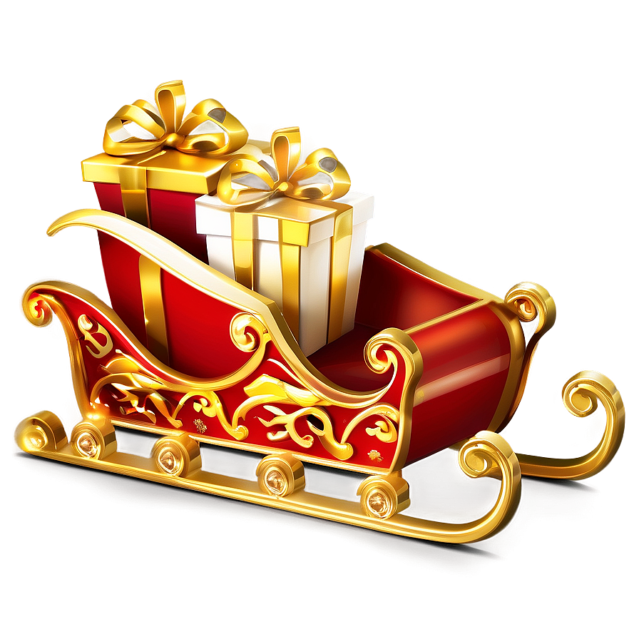 Golden Christmas Sleigh Png Fsh PNG image