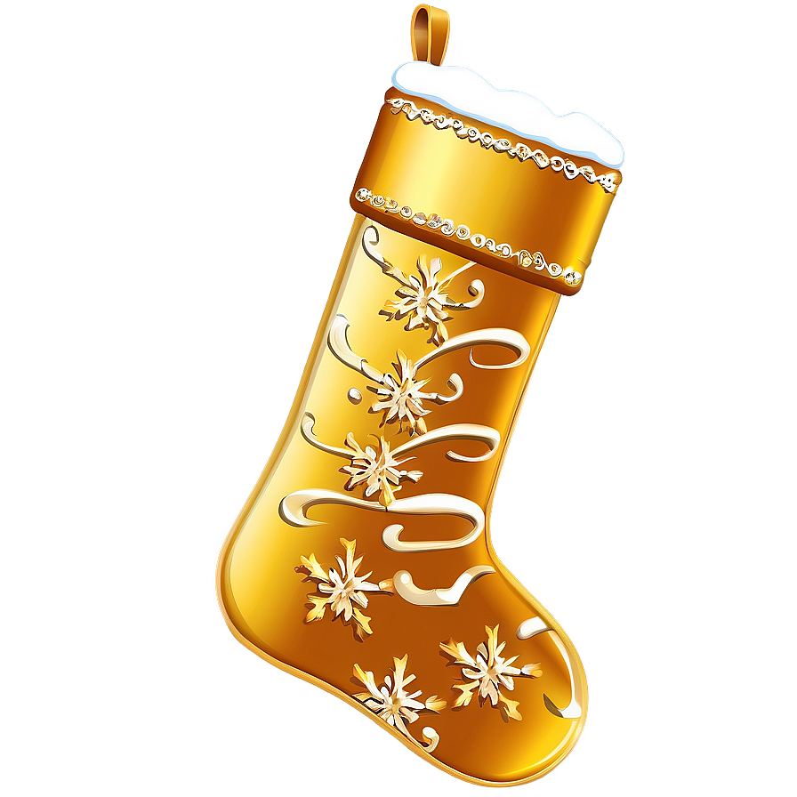 Golden Christmas Stocking Png 40 PNG image