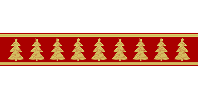 Golden Christmas Trees Pattern PNG image