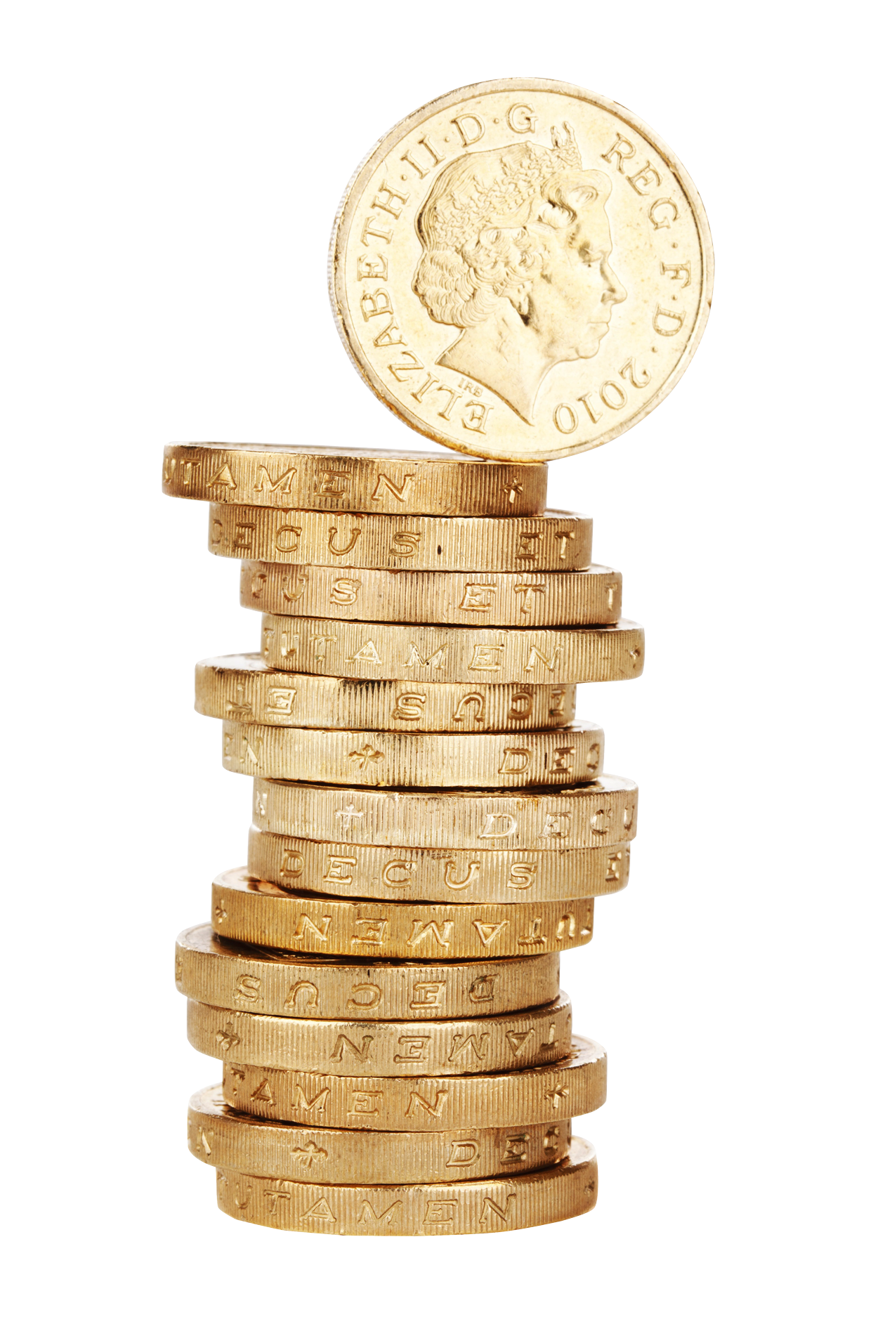 Golden Coins Balanced Stack PNG image