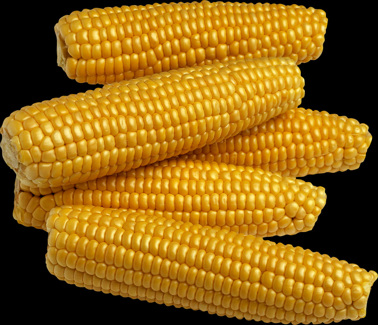 Golden Corn Cobs Stacked PNG image