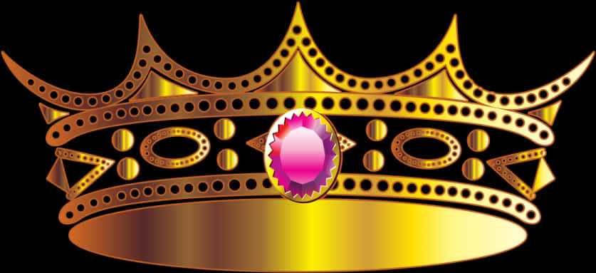Golden Crownwith Precious Gem PNG image