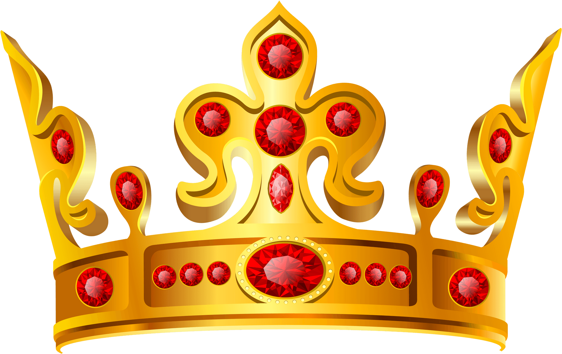 Golden Crownwith Red Gems Transparent Background PNG image