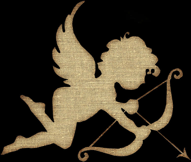 Golden Cupid Silhouette PNG image