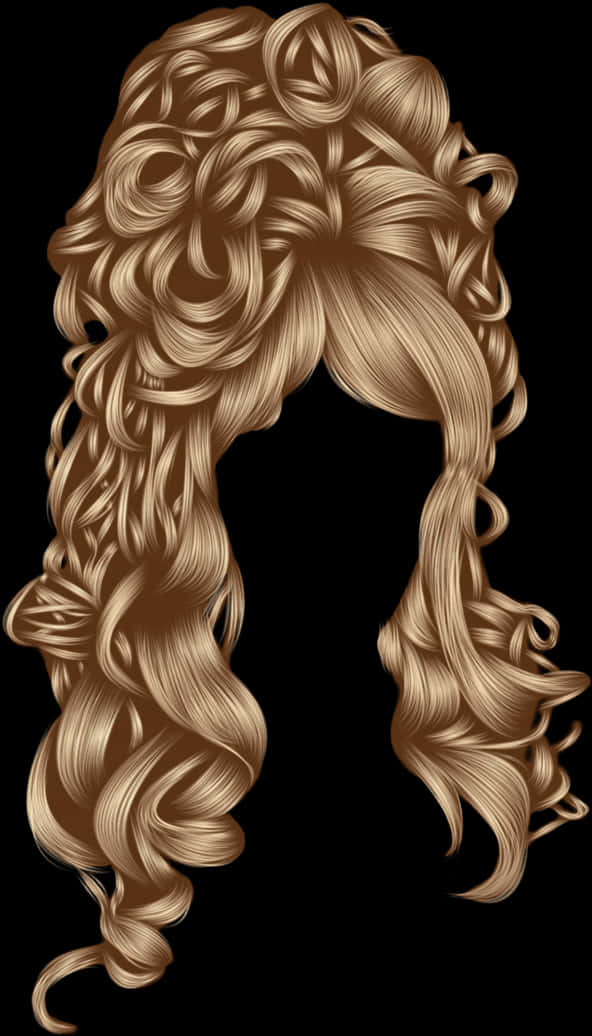 Golden_ Curly_ Hair_ Illustration PNG image