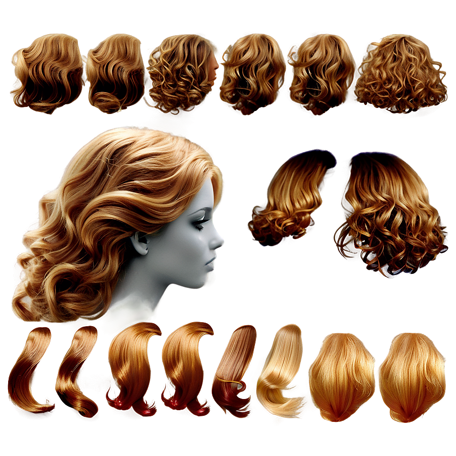 Golden Curly Hair Waves Png Pbl PNG image