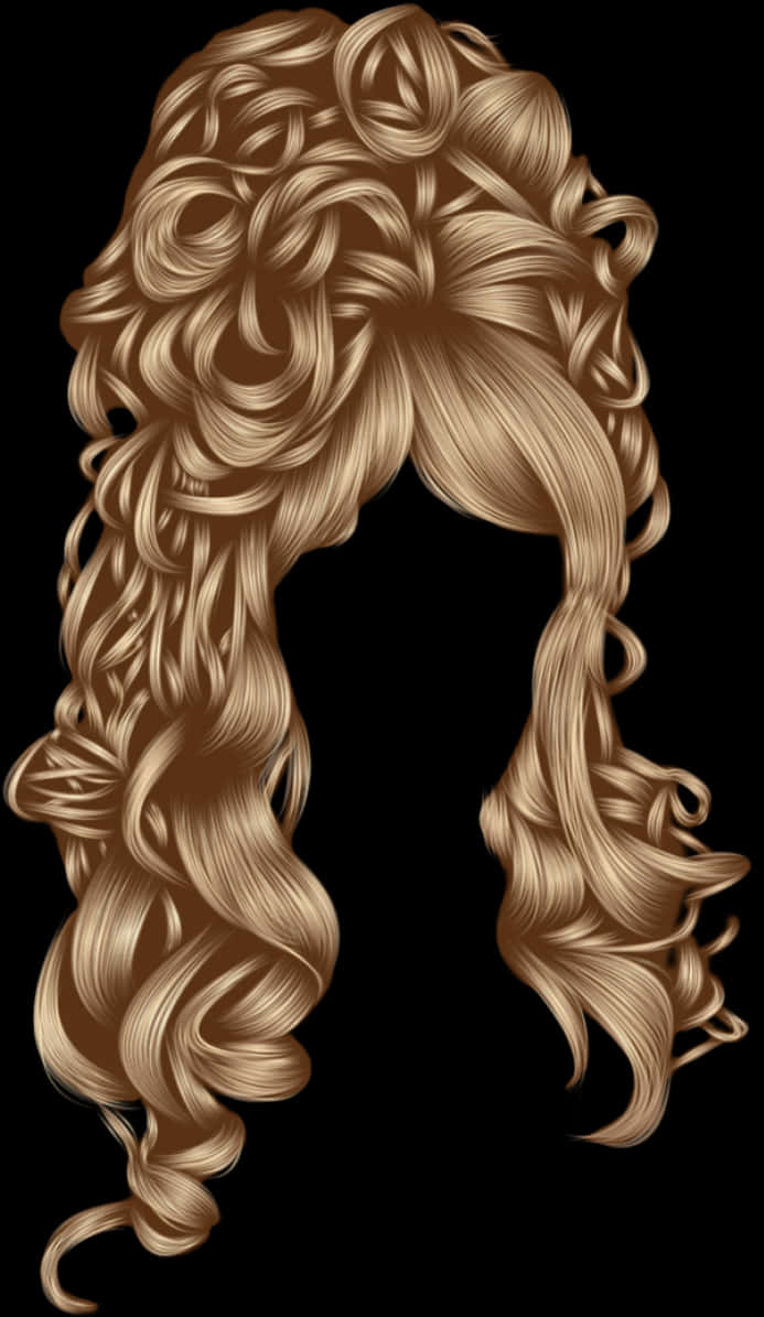 Golden_ Curly_ Hairstyle_ Illustration PNG image