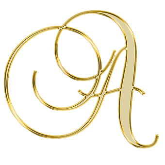 Golden Cursive Alphabet Letter A T PNG image