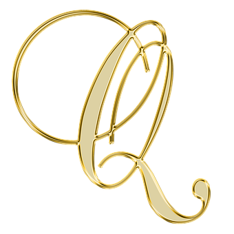 Golden Cursive Letter Q PNG image