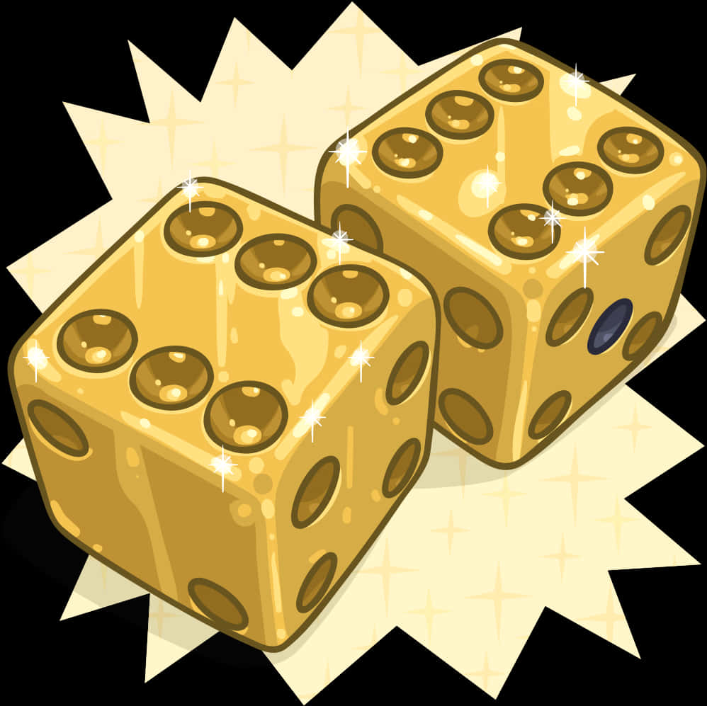 Golden Dice Sparkling Background PNG image