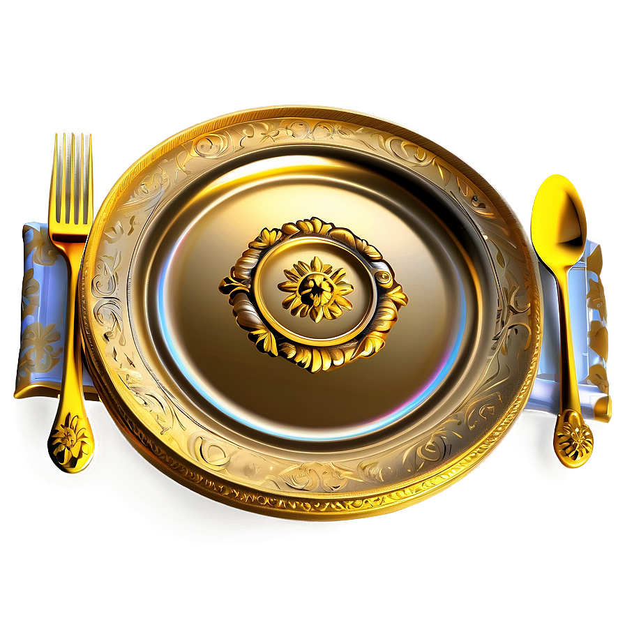 Golden Dinner Plate Png 06262024 PNG image