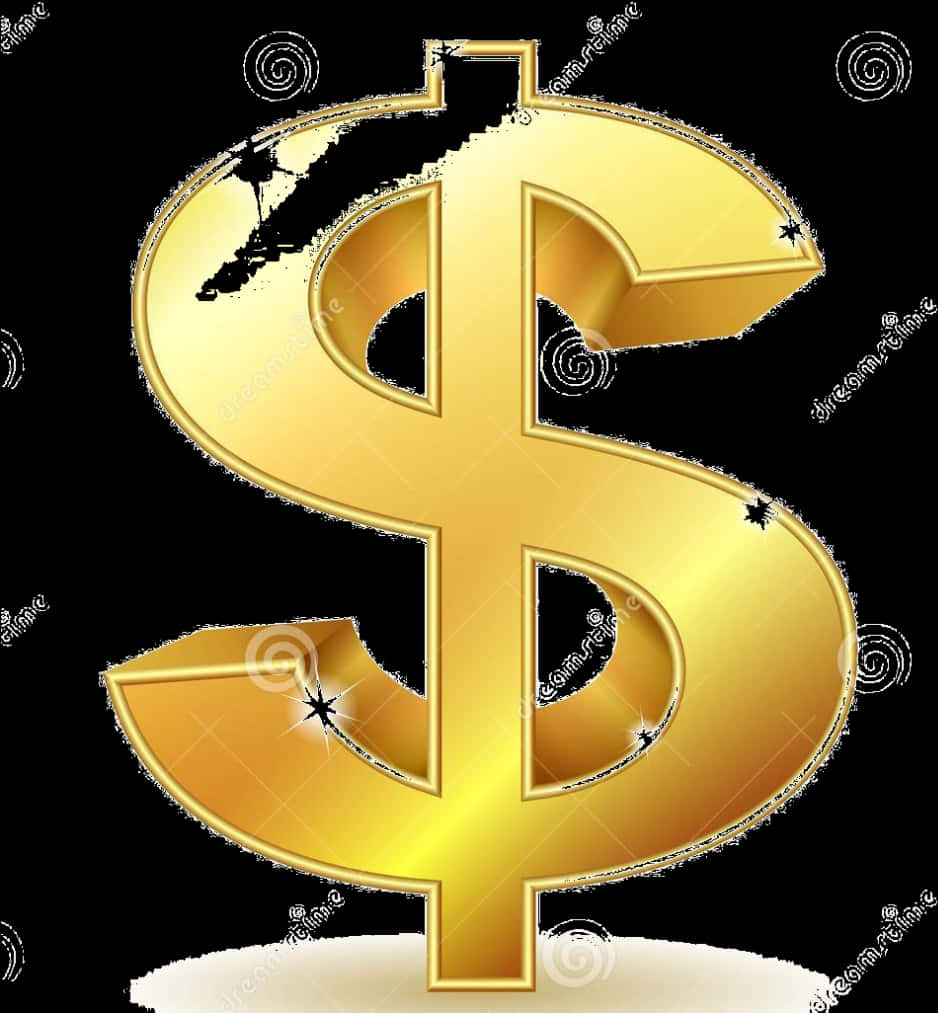 Golden Dollar Sign Sparkle Graphic PNG image