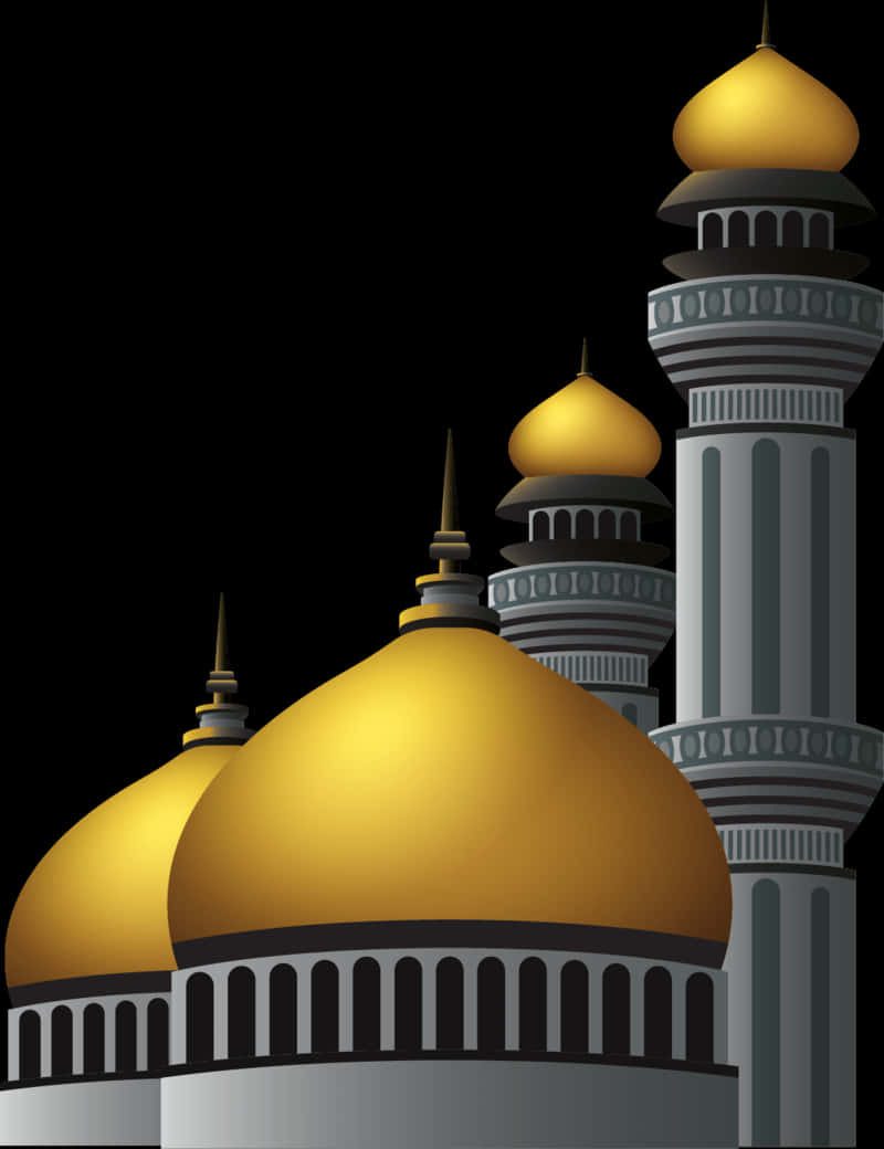 Golden Domed Mosque Illustration PNG image