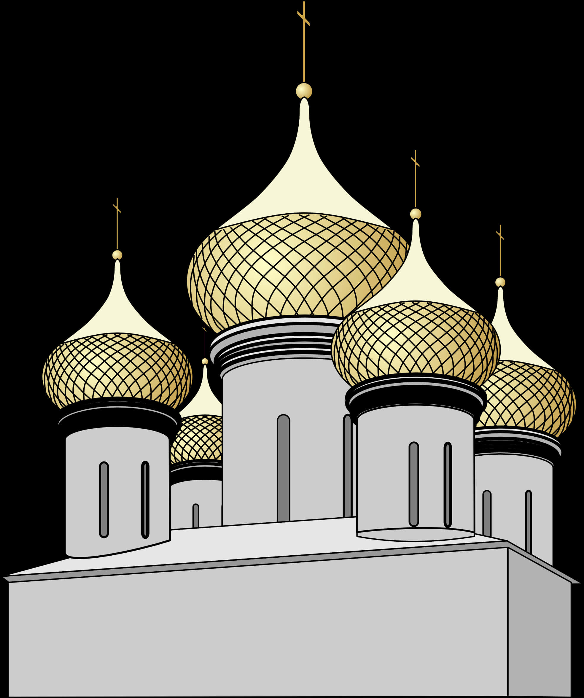 Golden Domed Orthodox Cathedral Illustration PNG image