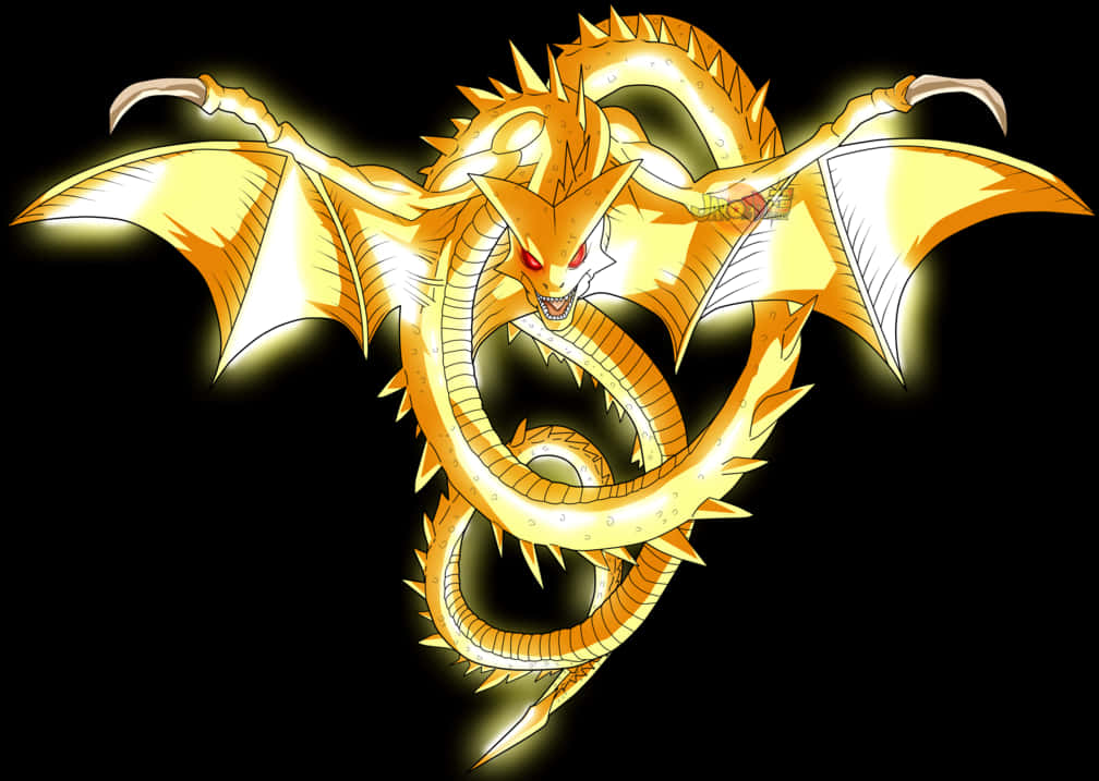 Golden Dragon Shenron Dragon Ball Artwork PNG image