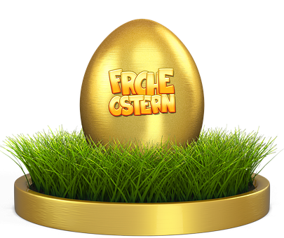 Golden Easter Eggon Grass Pedestal PNG image