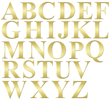 Golden_ English_ Alphabet PNG image