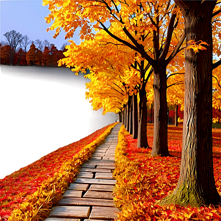 Golden Fall Trees Pathway Png Egc84 PNG image