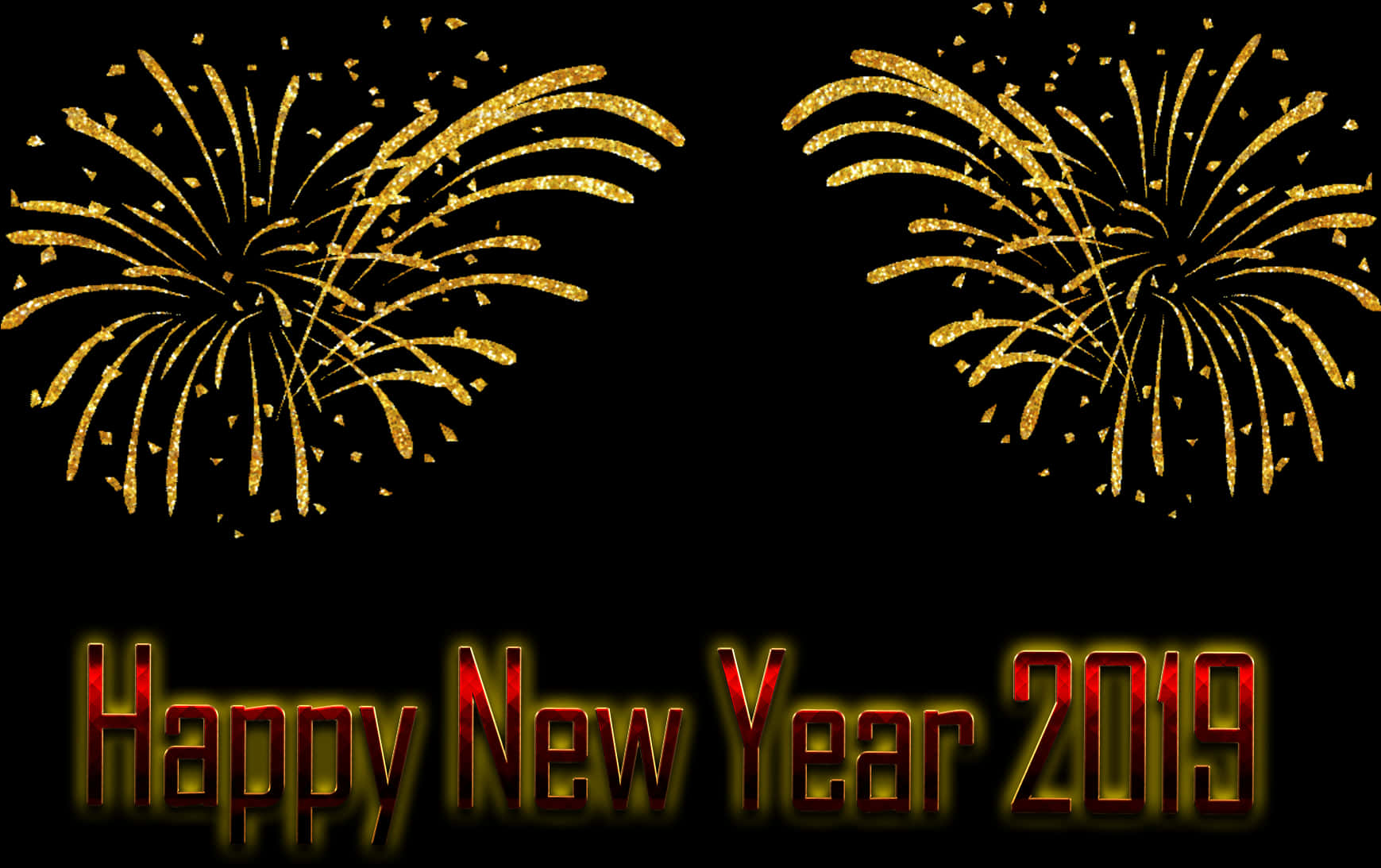 Golden Fireworks Happy New Year2019 PNG image