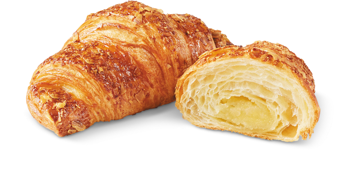 Golden Flaky Croissant Half Cut PNG image