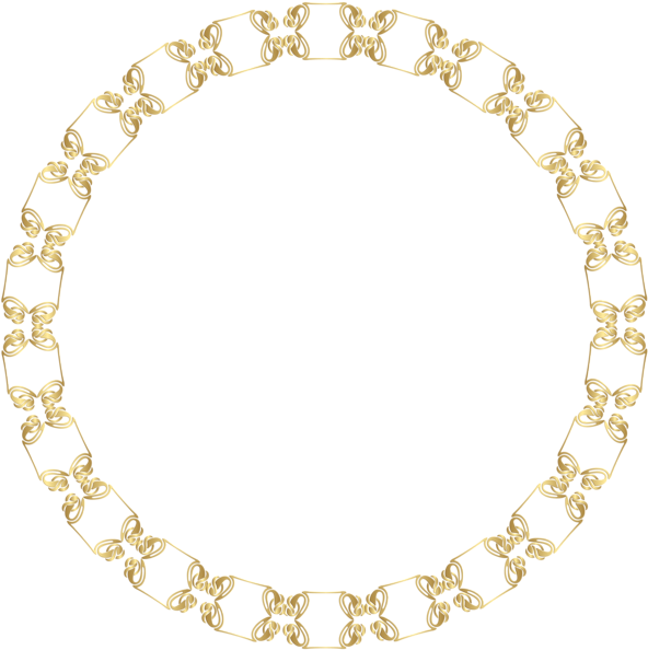 Golden Floral Circle Frame PNG image