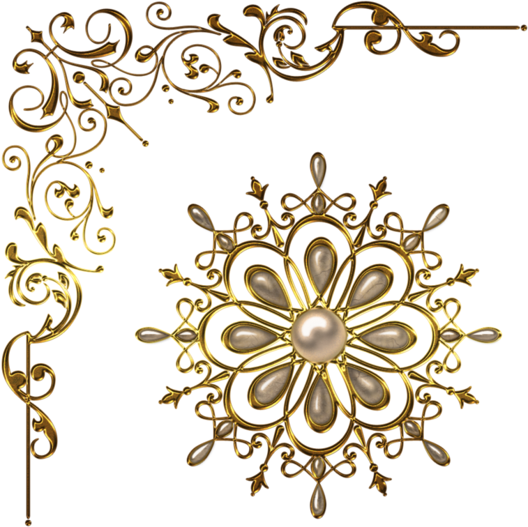 Golden Floral Corner Design PNG image