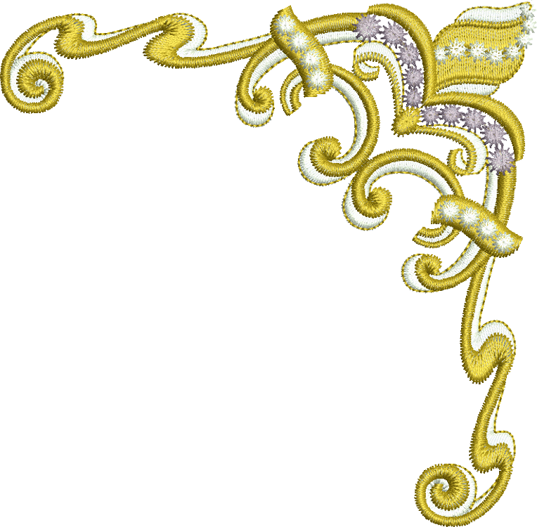 Golden Floral Embroidery Corner Design PNG image