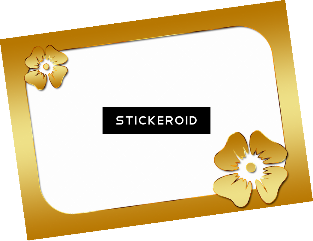 Golden Floral Frame Design PNG image