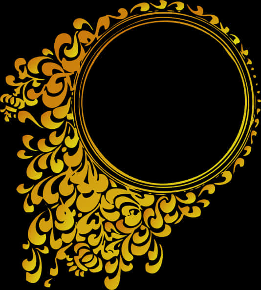 Golden Floral Frame Design PNG image