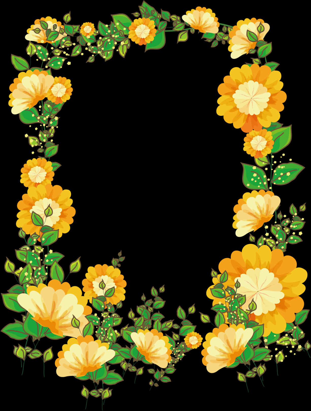 Golden_ Floral_ Frame_ Vector PNG image