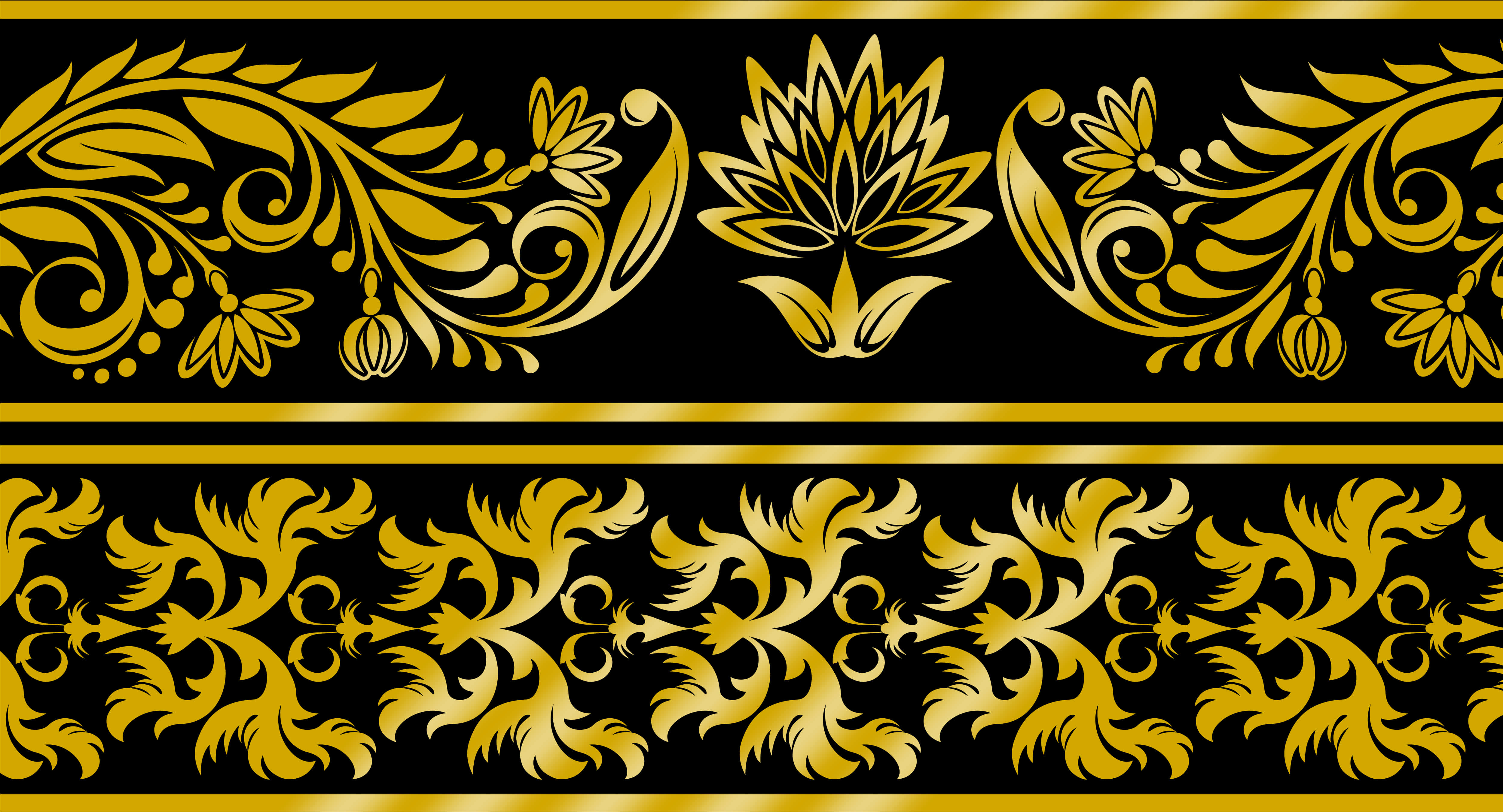 Golden Floral Lace Patterns PNG image