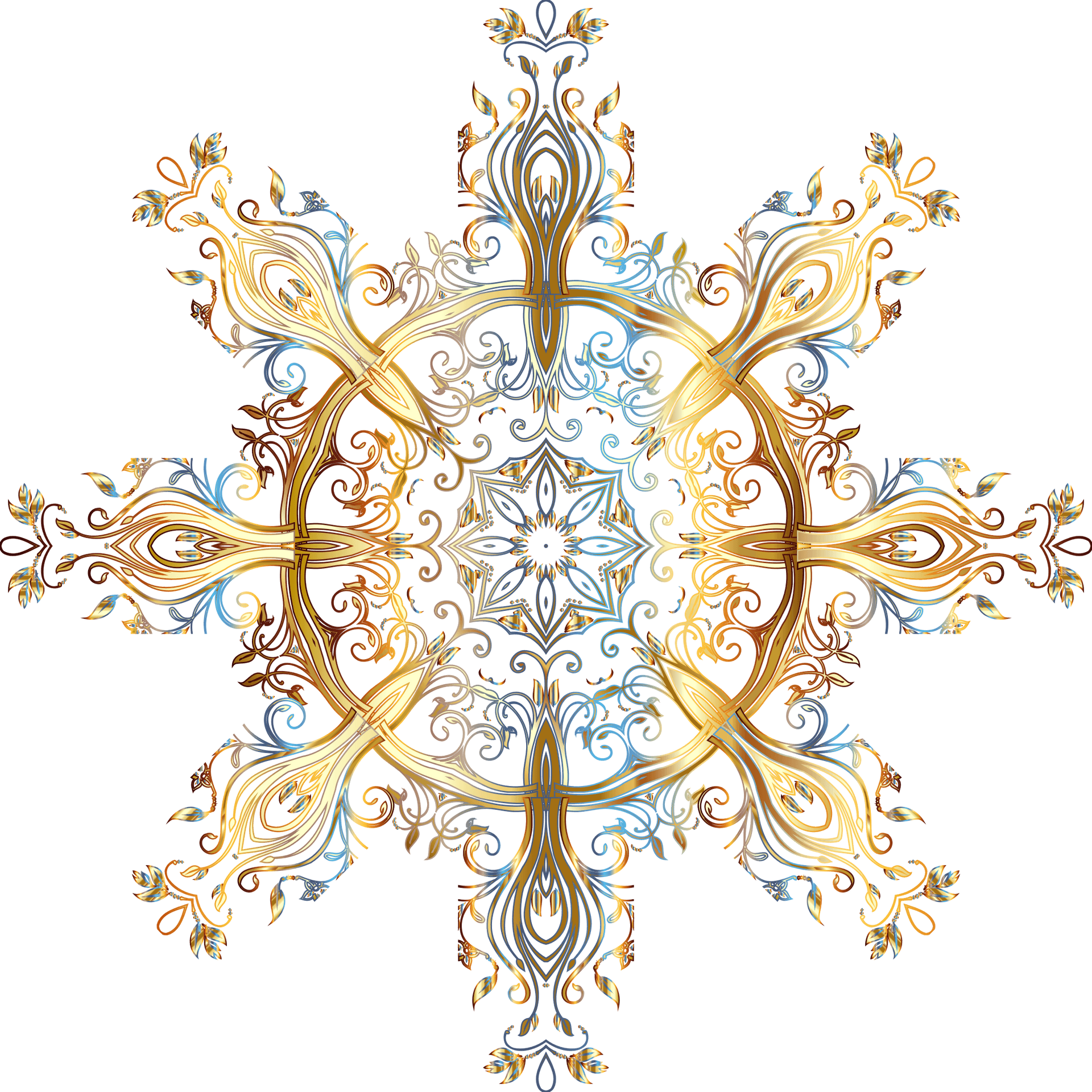 Golden Floral Mandala Design PNG image