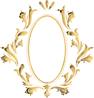 Golden Floral Oval Frame PNG image