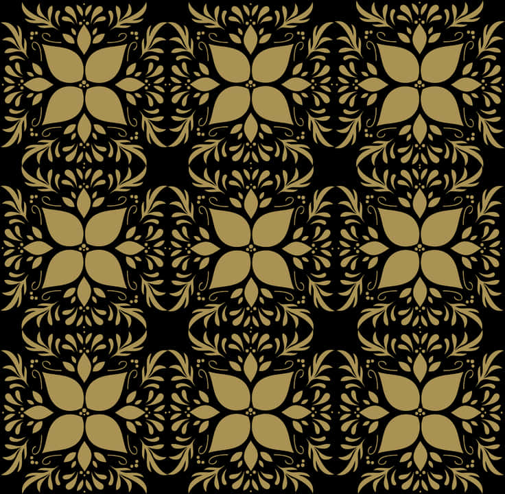 Golden Floral Pattern Design PNG image