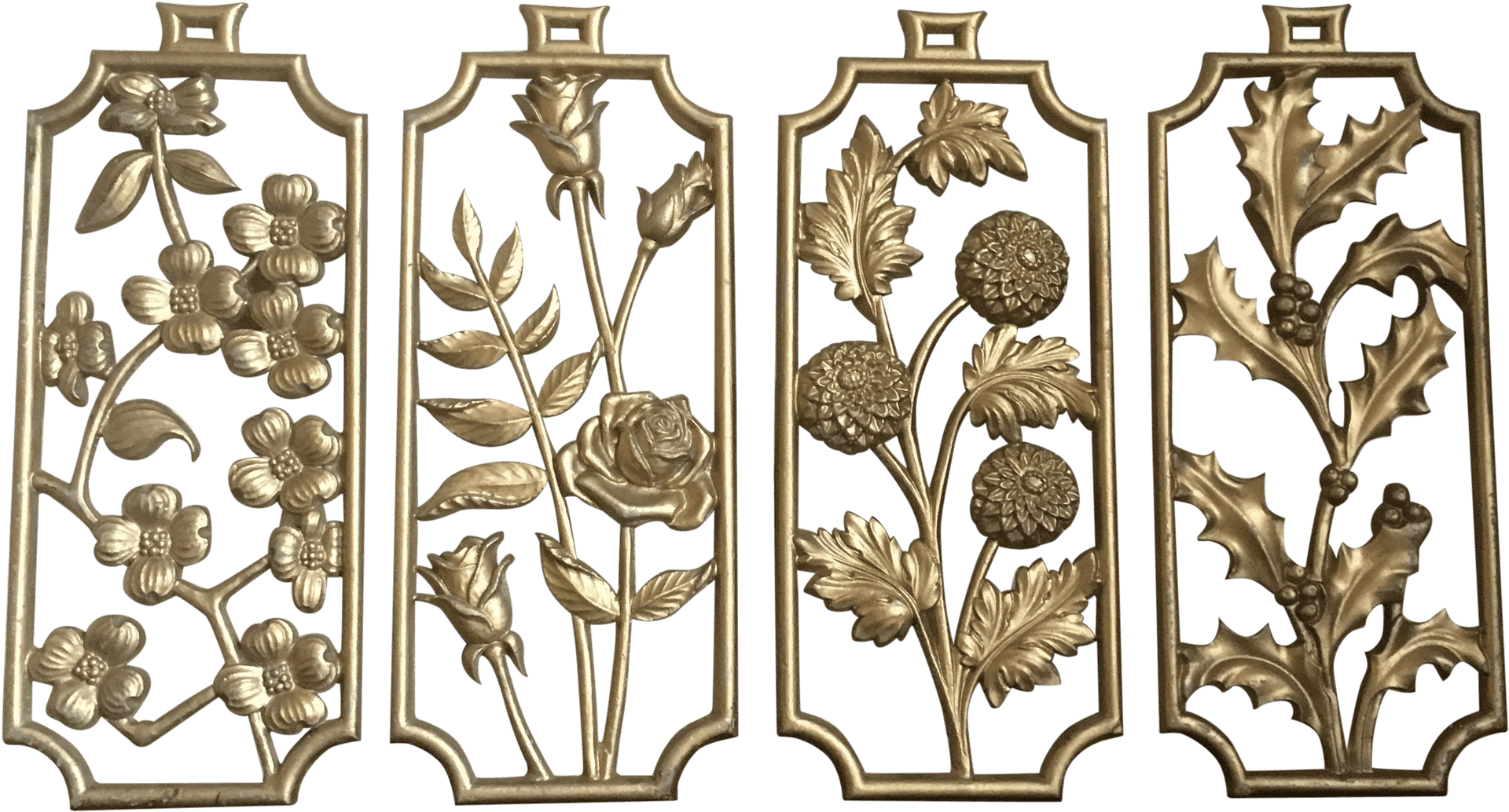 Golden_ Floral_ Wall_ Art_ Panels PNG image