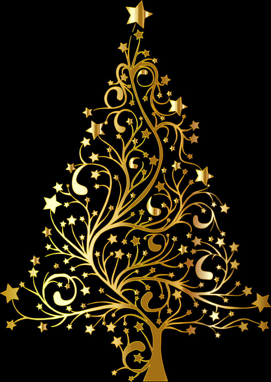 Golden Flourish Christmas Tree PNG image