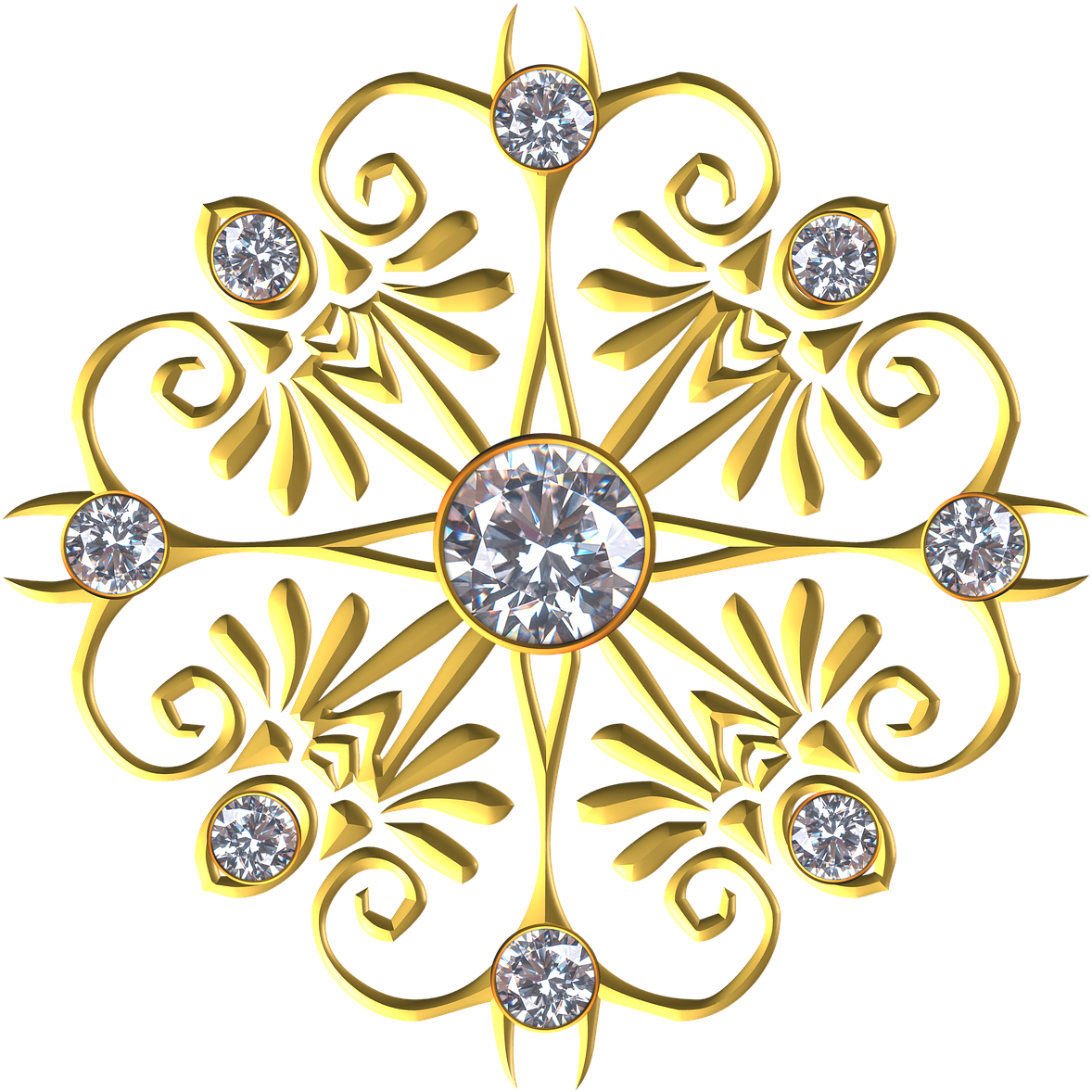 Golden Flourish Diamond Design PNG image