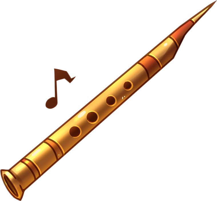 Golden Flutewith Musical Note PNG image