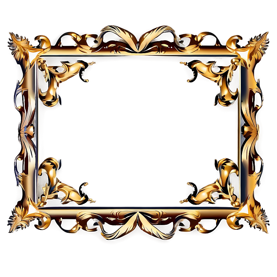 Golden Frame With Scroll Png 61 PNG image