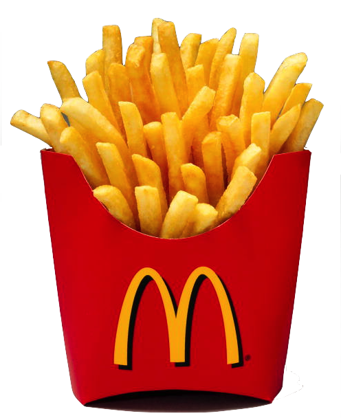 Golden French Friesin Red Container PNG image