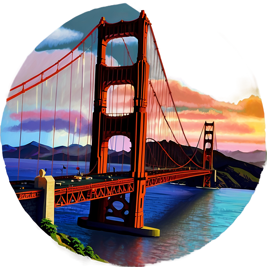 Golden Gate Bridge At Dawn Png Kow69 PNG image