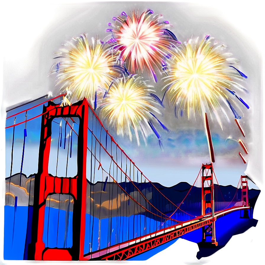 Golden Gate Bridge Fireworks Display Png 06122024 PNG image