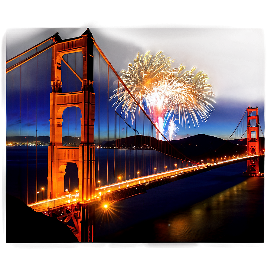 Golden Gate Bridge Fireworks Display Png Cjk38 PNG image